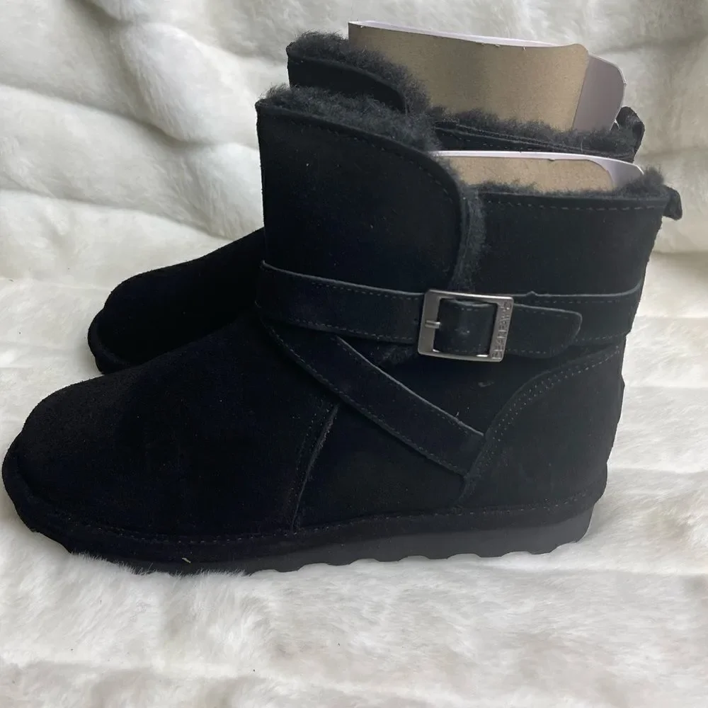 NWBox BEARPAW Emersyn Suede black Ankle Boots with Never wet Technology …